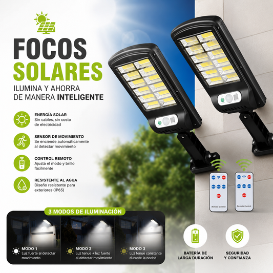 Foco Solar de Poste 4W IP65 — Sensor de Movimiento · 8 Hrs